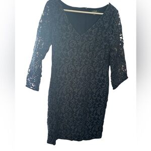 Ralph Lauren Black Lace Long Sleeve Dress